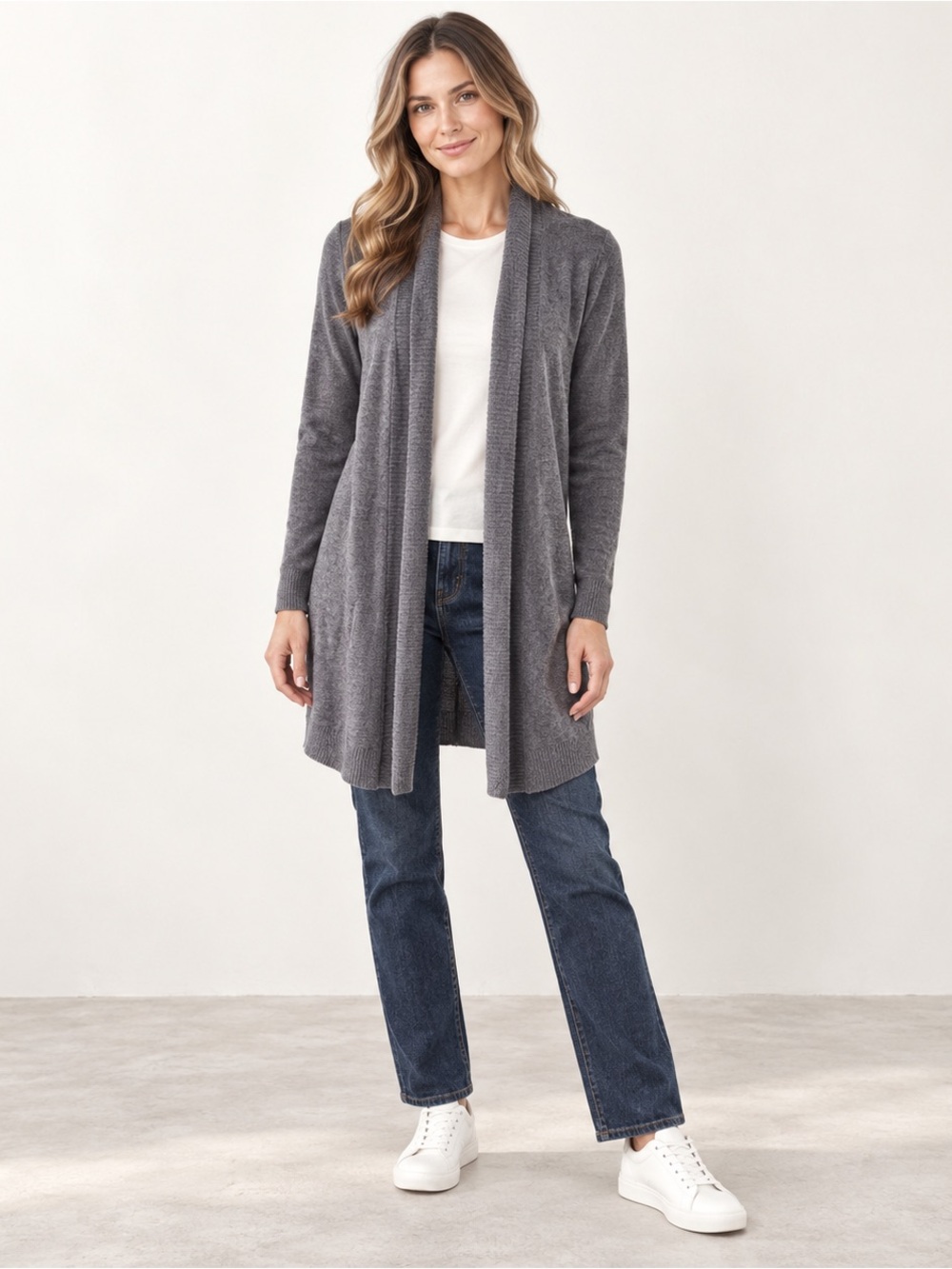 Barefoot Dreams Charcoal Open Front Cardigan